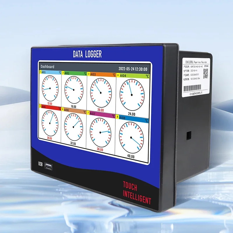 2026 8 16 32 Channels Real Time Data Logger Temperature Data Recorder for Thermocouple Pressure Flow Sensor Curve Bar Graph Disp
