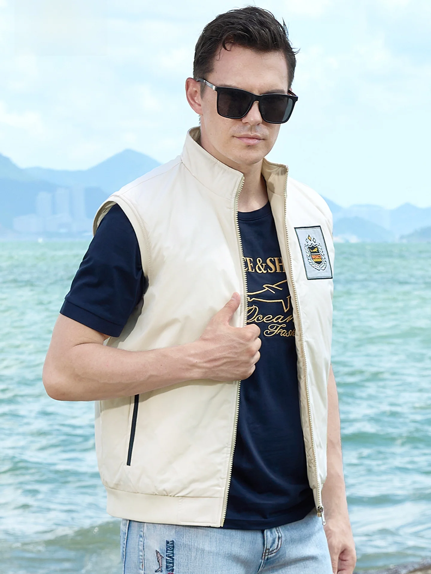 

Men's Thiened Cotton Jaeted Vest Bruce And ark Large Size Loose Fit Winter Faion Urban Sle Polyester Fiber Zipper C...