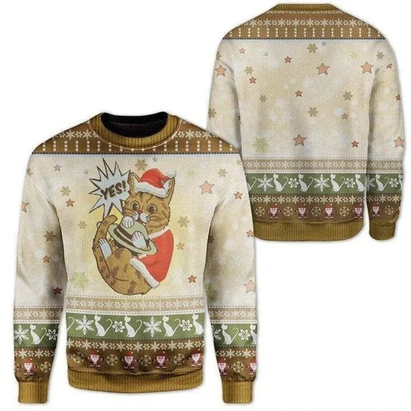Hässliches Weihnachts-Sweatshirt mit Rundhalsausschnitt, 3D-Druck Unisex Die Hard Hans Gruber Pullover, Weihnachtsfilm Nakatomi Langarm-Party-Oberteil – Detail 4