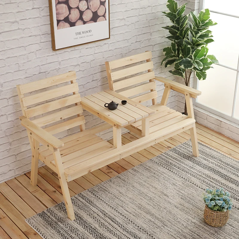 

Outdoor anti-corrosive wood tables and courtyard double solid wood back balcony