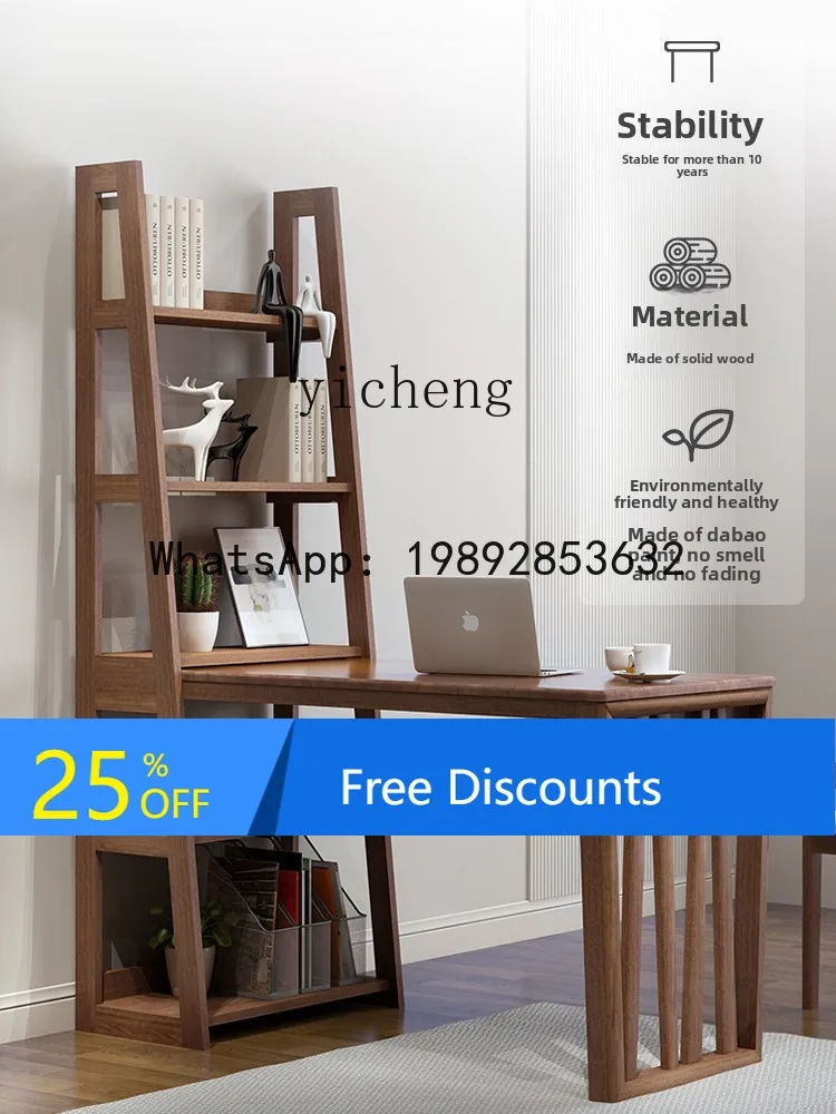 

all solid wood desk bookshelf combination modern simple corner home writing desk bedroom with bookcase integrated