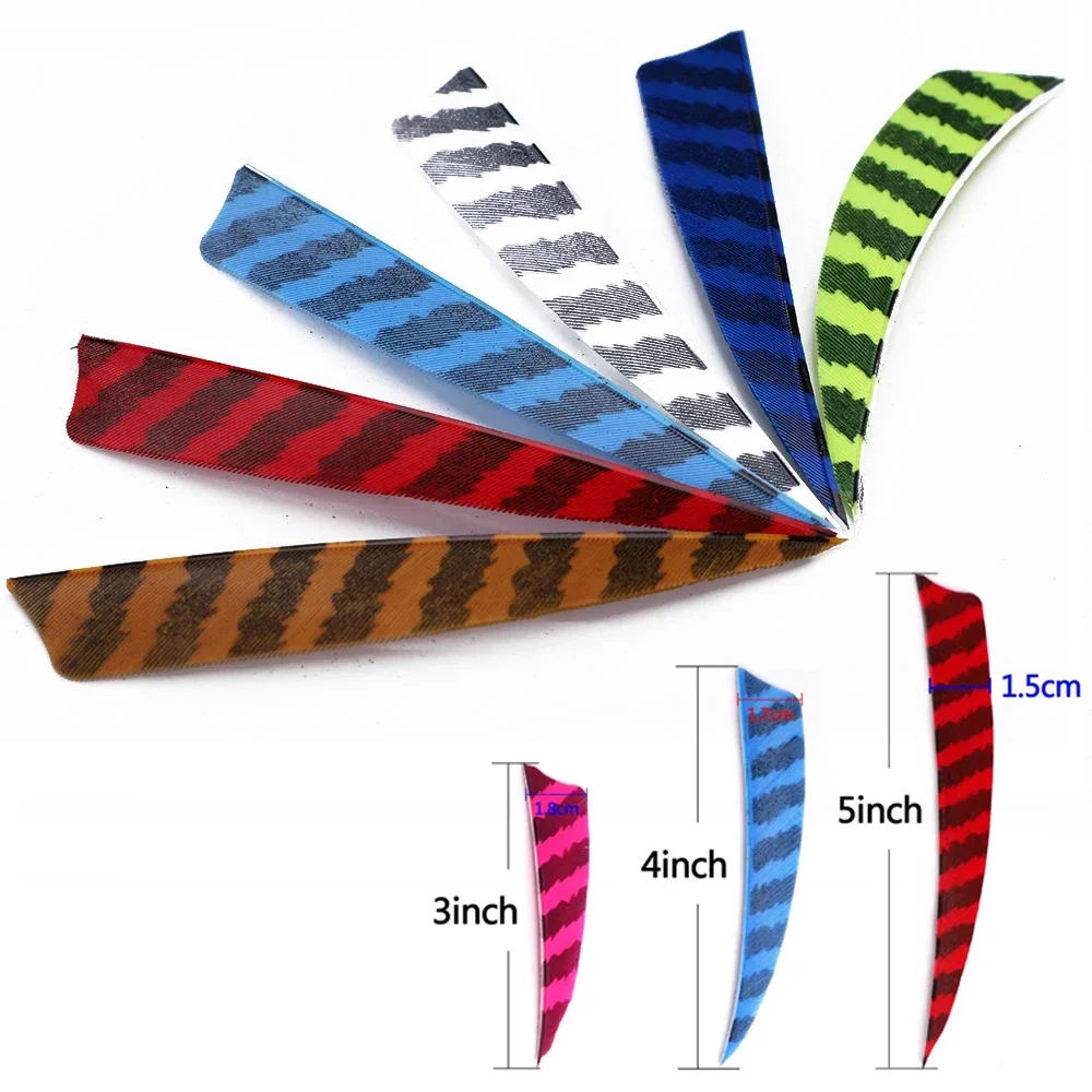 24Pcs 3/4/5Inch Shield Cut Arrow Feathers Striped Real Turkey Cut Feather Archery Accessories Fletching Feathers