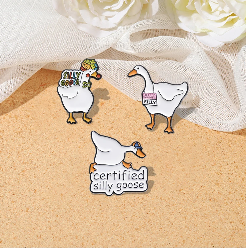 Certified Silly Goose Enamel Pins Custom Cartoon Animal Brooches Lapel Badges Funny Jewelry Gift for Kids Friends