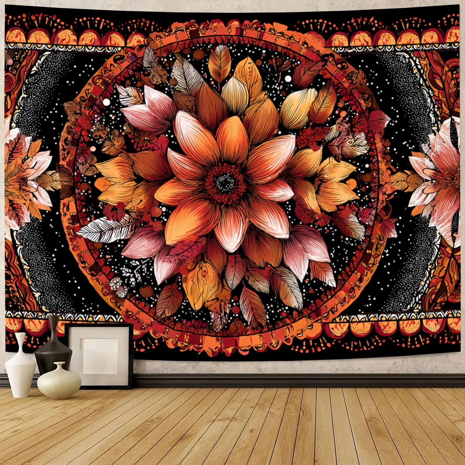 Brightly colored flowers Digital printing polyester wall hanging tapestry decorative Living room bedrooms Office background gift
