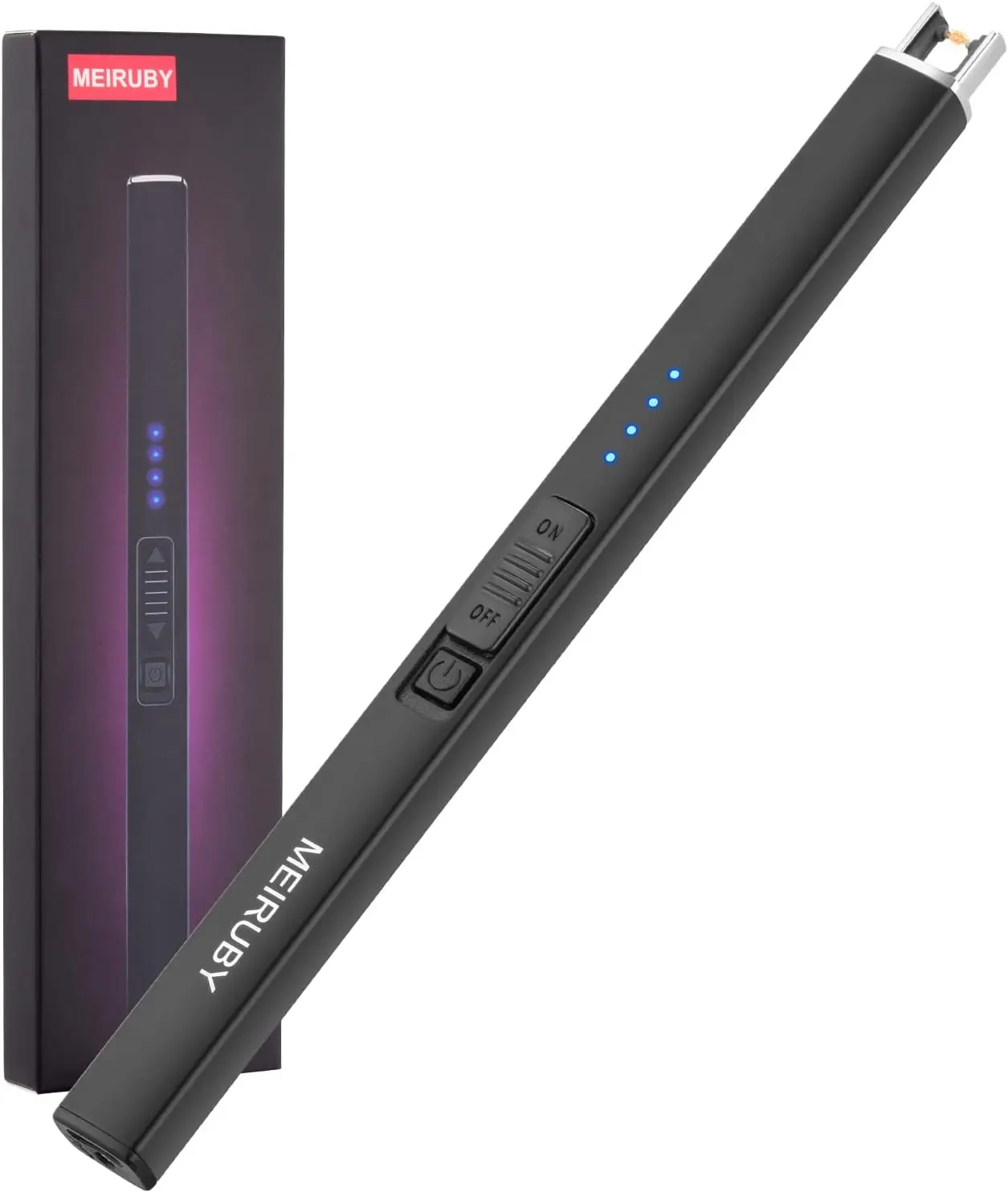 

USB-заряжаемая дуговая зажигалка, ветрозащитная, без пламени, для свечей, кемпинга, барбекю, подарков, черная