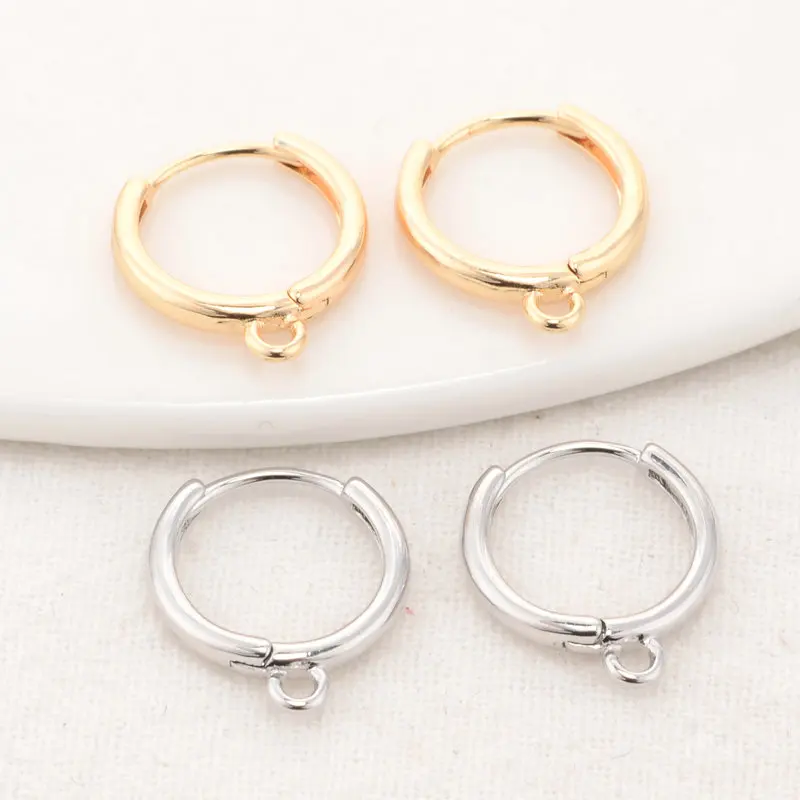 10PCS 14*16MM 14K Gold Color Brass Round Loop  Earrings Hoops High Quality Jewelry Making Supplies Diy Findings Accessories