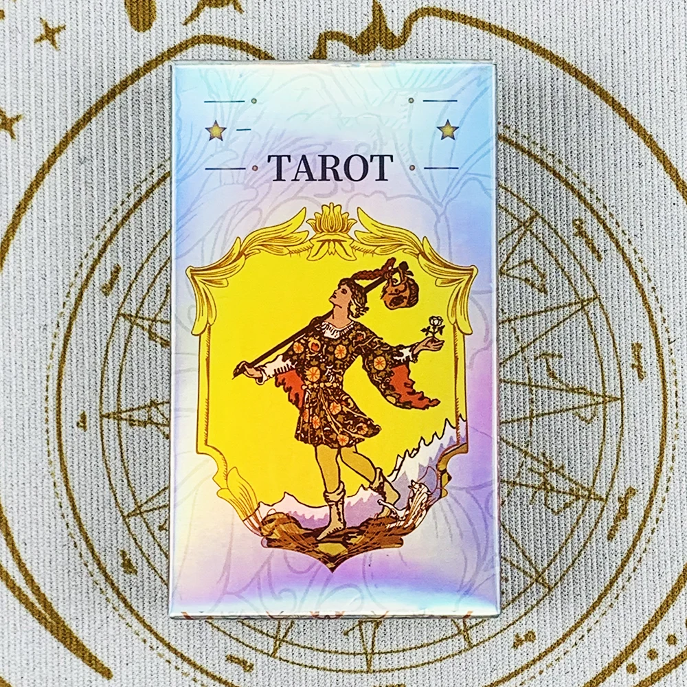 Jeu de tarot classique arc-en-ciel holographique, 78 cartes de tarot irisées avec guide, carte Oracle de divination pour débutants