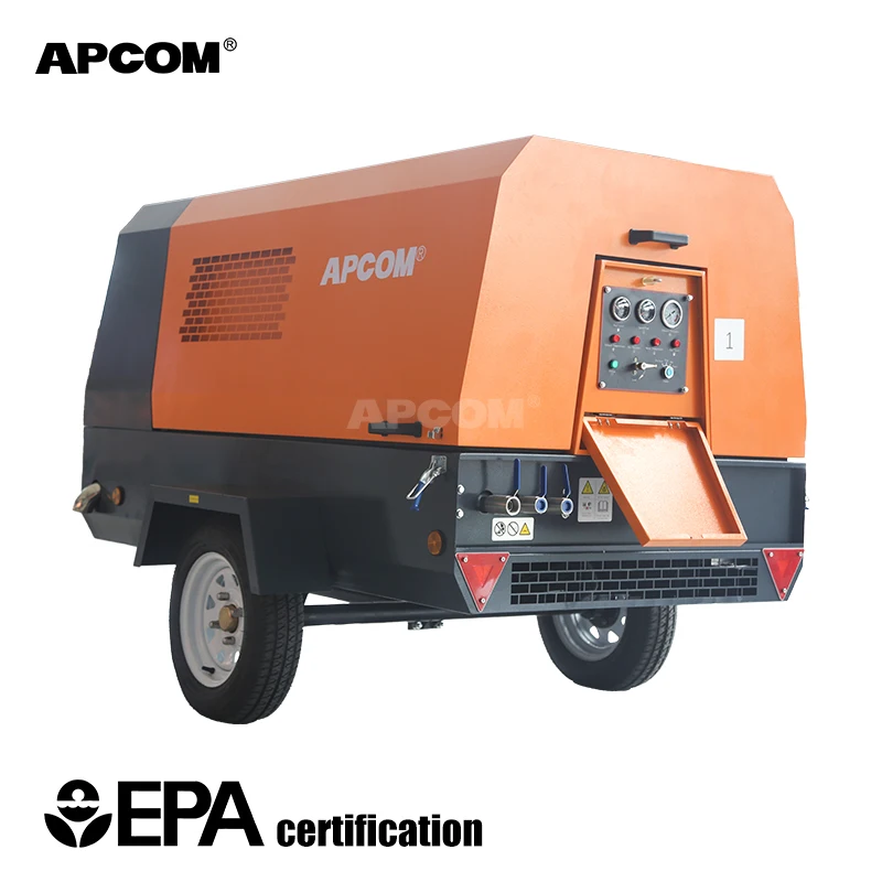 Customized Diesel Portable Screw Air Compressor 185-450CFM 8/10Bar for Mining Drilling Construction Industrial Air Compressor