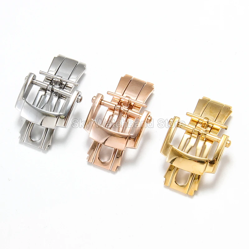 Silver Rose Golden 18 20mm Butterfly Clasps for Patek Philippe Nautilus 5711 5712 5726 Watchband Stainless Steel Folding Buckle
