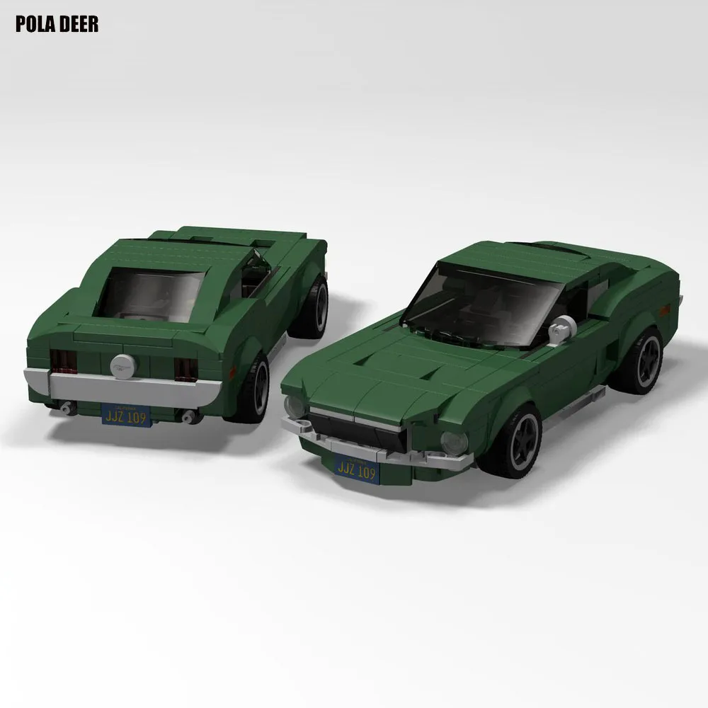 Poladeer 288 Pcs GT 1968 Fastback Sports Car Small Particles Assembly Building Blocks Puzzle Model Collection Toy Holiday Gift