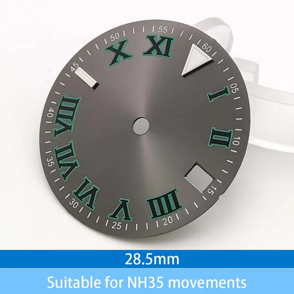 28.5mm Men's Watch Dial Accessory for NH35 Movement Light Gray Fashion Dial Replacement