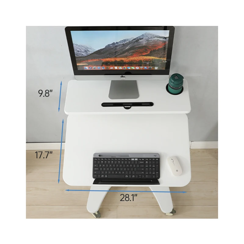 Home Office Workstation Adjustable Computer Desk Rolling Laptop Cart Wheel Movable Tilting Mobile Standing Table Study Table