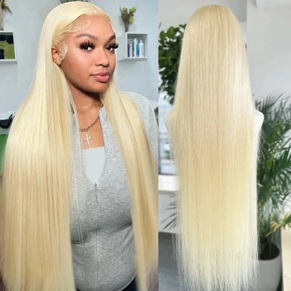 13x4 Lace Front Human Hair Straight 613 Honey Blonde 30 40 Inch 13x6 Lace Frontal Wig Brazilian 200 density For Black Women