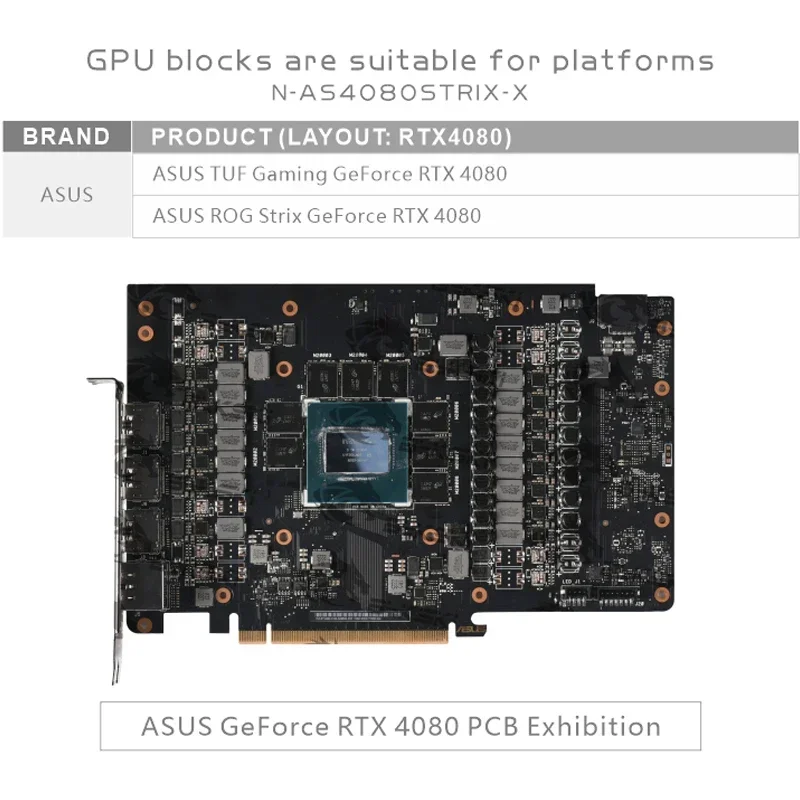 Bykski GPU Block Use for ASUS RTX 4080 Super TUF GAMING/ RTX4080 ROG Strix Video Card Copper Cooler RGB Radiator N-AS4080STRIX-X