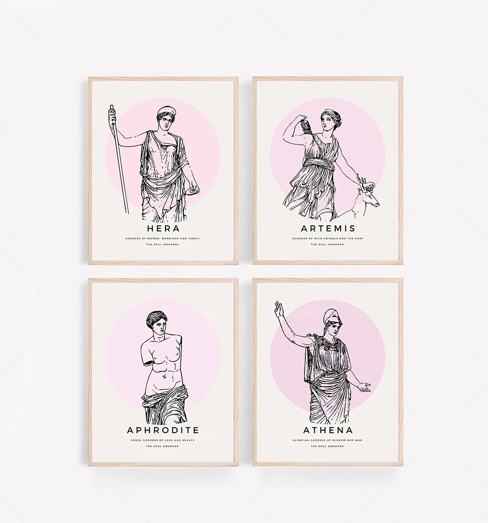 

Greek Goddess Print Series Prints, Greek Mythology Art, Classical Period, Goddess of Wisdom Decorative Canvas Print Poster