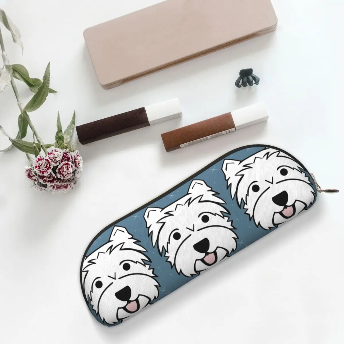 

West Highland Terrier Westie Dogs Pencil Case Pen Holder Storage Stationery Supplies Big Capacity Pen Box Pencil Bag Boy Girl