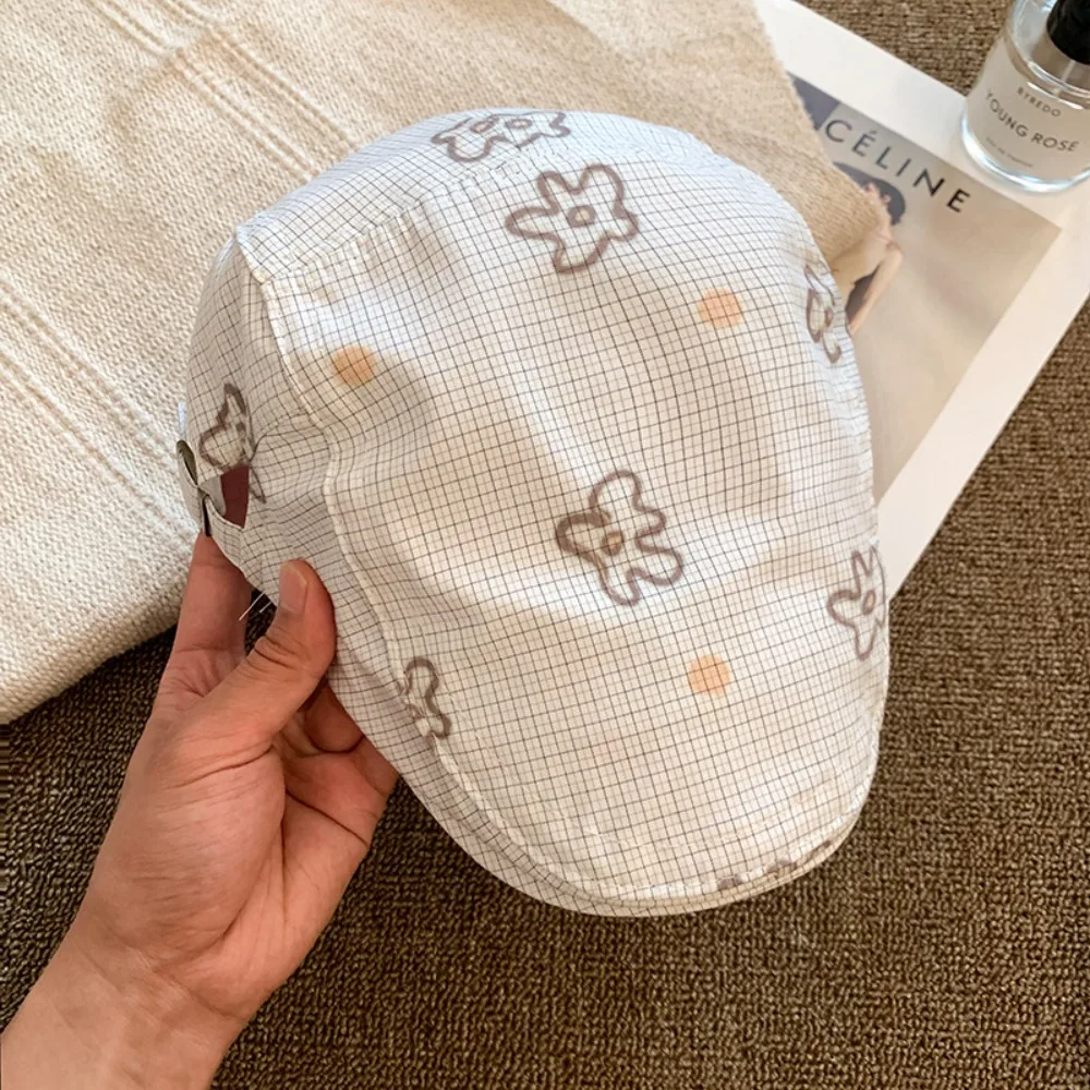 

Fashion Sweet Flower Beret Cartoon British Style Octagonal Hat Casual Artist Hat Y2k Painter Hat Streetwear