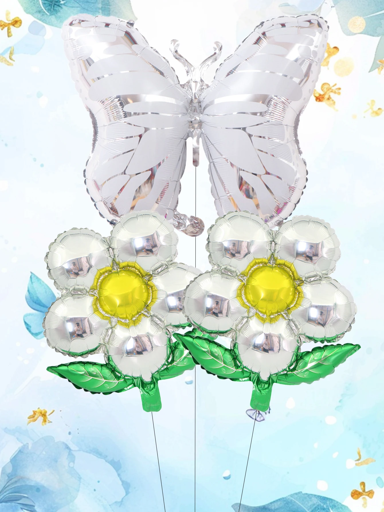 مجموعة بالونات الفراشة لتزيين الحفلات ، ورقة الشجر والزهور ، الزفاف وأعياد الميلاد ، 3 *