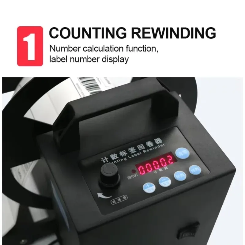 Automatic Label Rewinder with Counter for up to 150mm Width Max Label Rewind Unwind Winding Tool for Easy Production Management