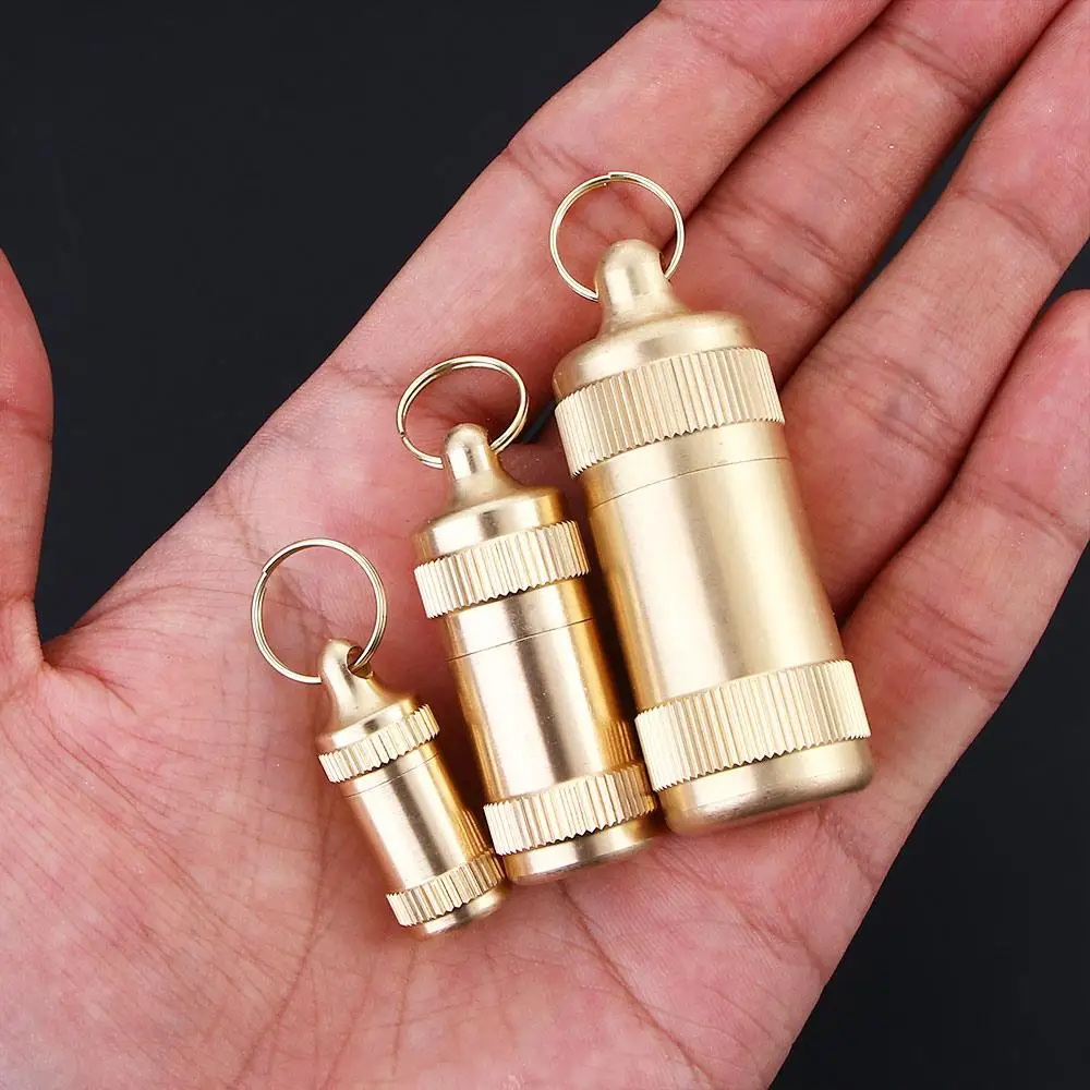 

Multifunction Sealed Brass Travel Earplugs Capsule Tablet Container Keychain Holder Medicine Bottle Pill Case Pill Storage Box