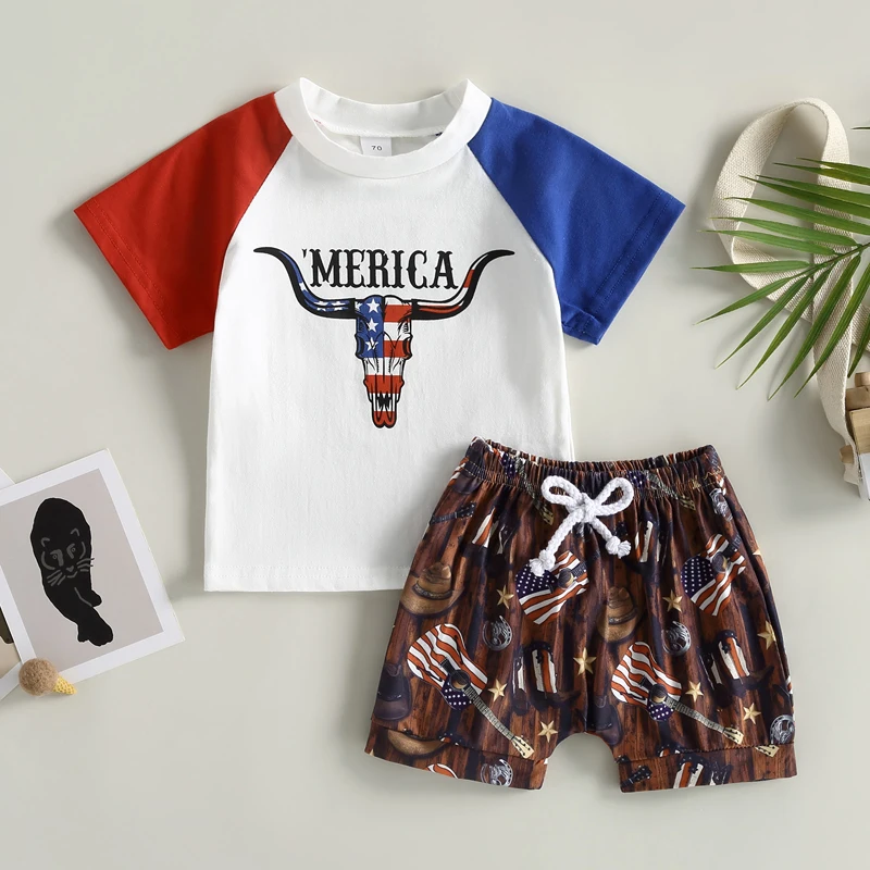 

Boys Stylish Outfit Set Trendy Urban Wear Short Sleeve Tee with Cool Graphic Comfy Drawstring Shorts for Playdates and