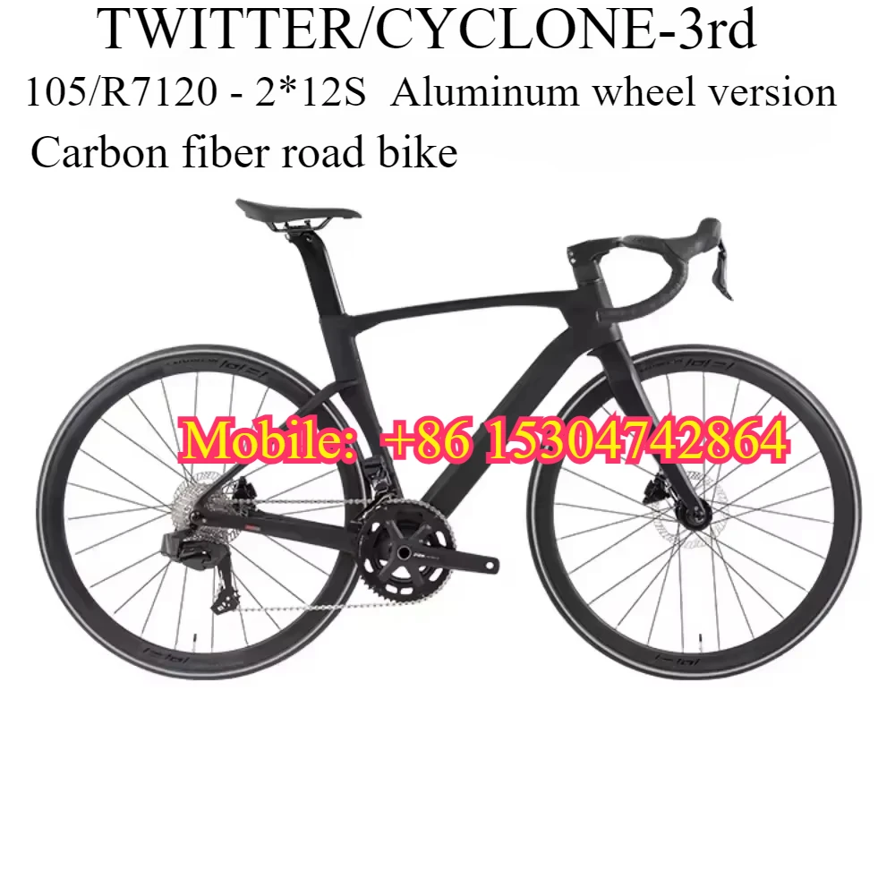 TWITTER 2025 CYCLONE 3rd Carbon Fiber Road Bicycle 105/R7120-24S Hydraulic Disc Brake 700*25C Carbon Wheel  bicycles for adults