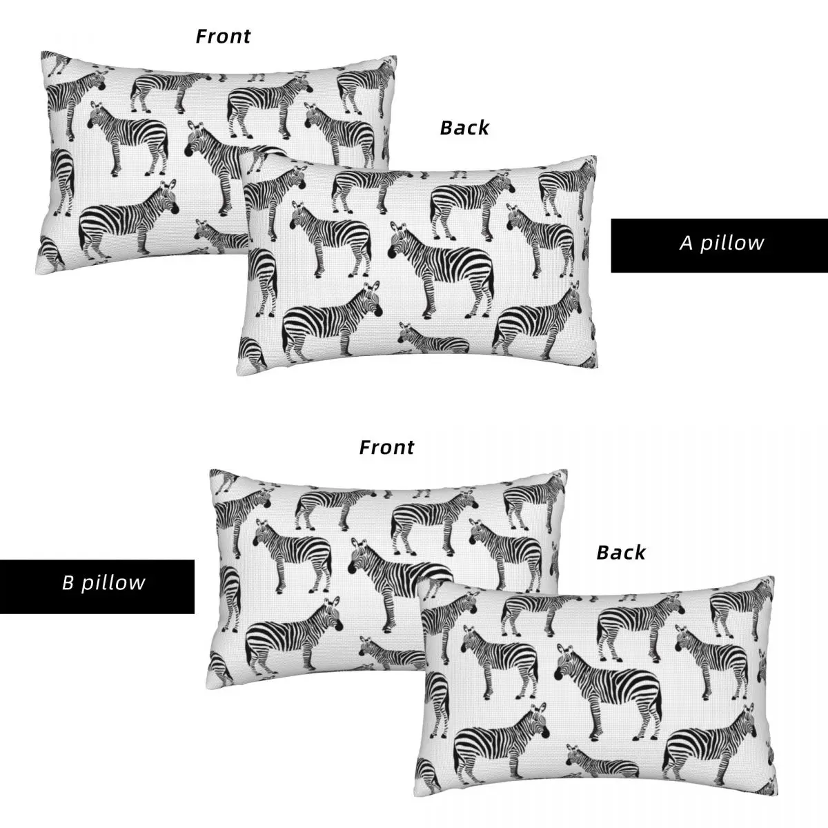 Zebra, Black And White Zebras Rectangle Linen Pillowcase Cushion Cover Polyester Decorative Bedroom Home Comfort Throw Pillow