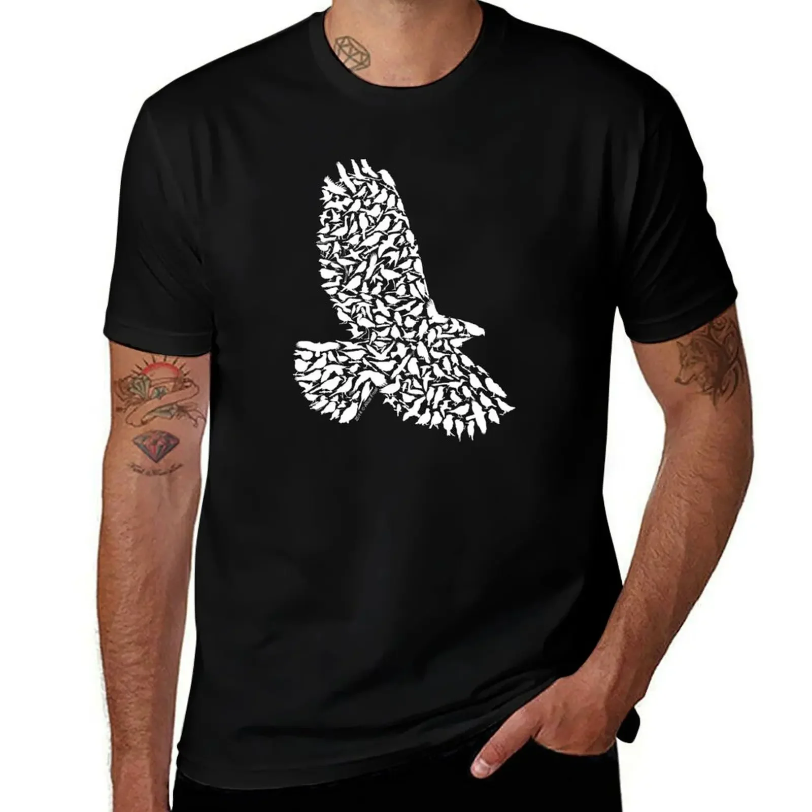 

Red-Tailed Hawk Silhouette Art made from Birds T-Shirt funny gifts quick drying fitted t shirts for men