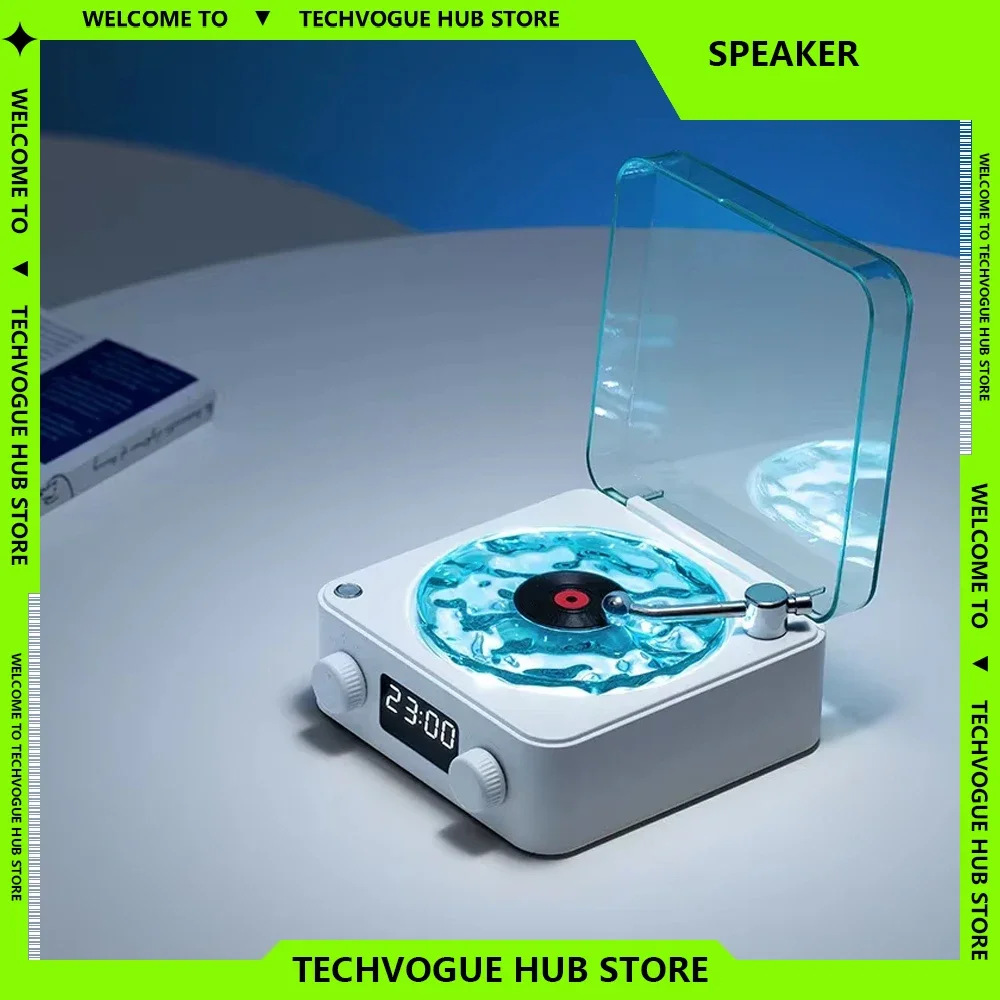 KAWOO New Mini Retro Bluetooth Speaker Wireless Stereo Tinghai White Noise Speaker Bedroom Clock Atmosphere Light Gifts