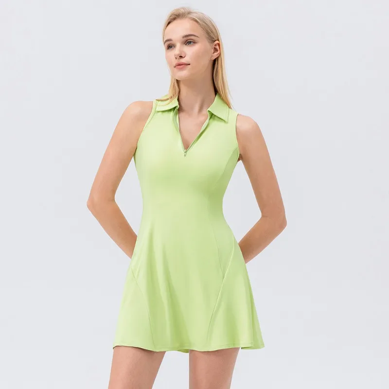 

Womens Quick Dry Tennis Dress Polo Collar Casual Fitness Sleeveless Shirt Shorts Sports Golf Dress