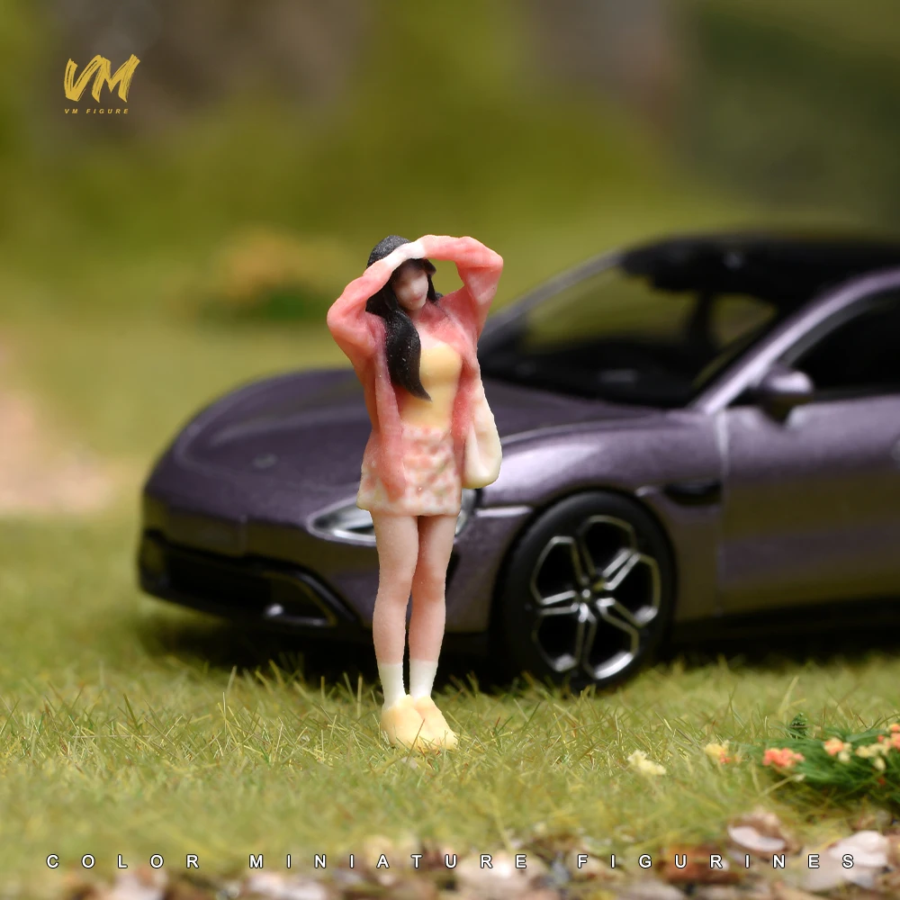 3D Miniatur-Figuren 1/64 Rennfahrerin Professionelle Fotografin Lässiger Mann Mädchen Szenerie-Requisiten Modellansicht Ornamente Fahrzeug-Dekoration – Detail 6
