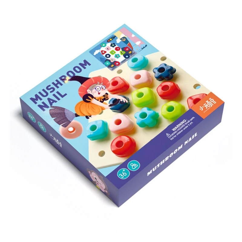 Pegboard Puzzle For Kid Montessori Fine Motor Skills Toy Mushroom Toy