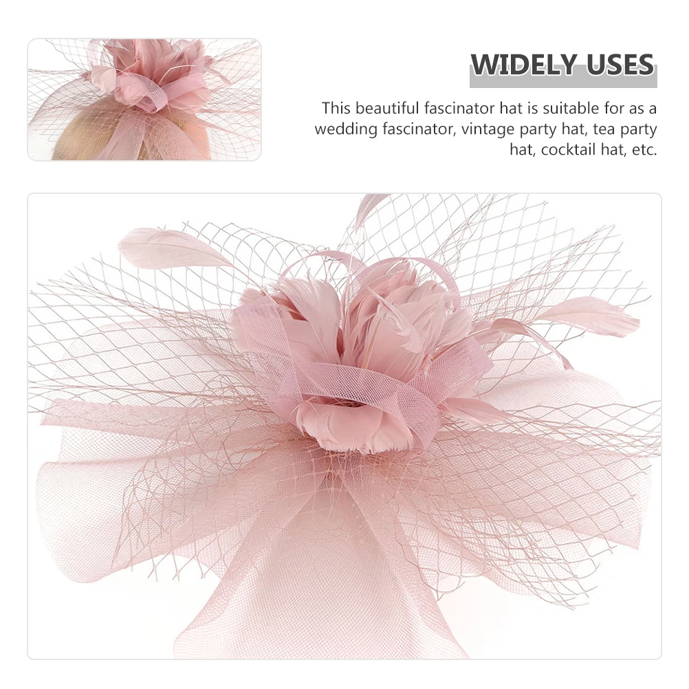

Light Pink Bride Hat Hair Clip Artificial Women Fascinator Headband Fashionable Tea Party Wedding Accessory
