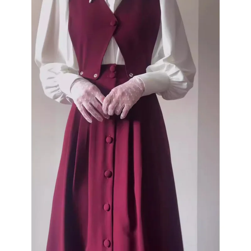 

European and American Foreign Trade2025New Fashion Outfit Design Sense Skirt Button Vest Top Two-Piece Set for Women