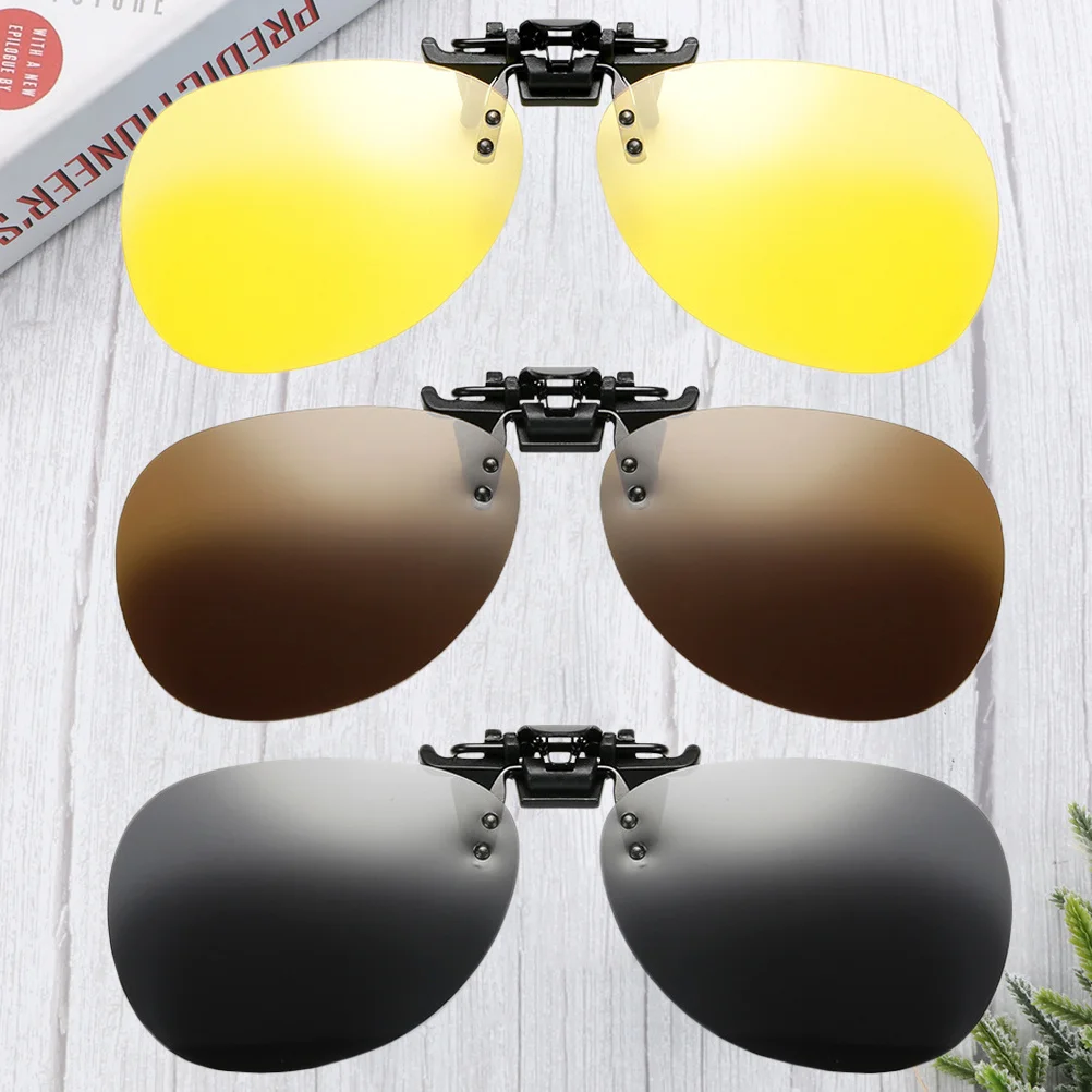 

3Pcs Clip on Sunglasses Light Pieces Uv Protection Clear Lens for Men Women Outdoor Sports Driving Lightweight Comfortable
