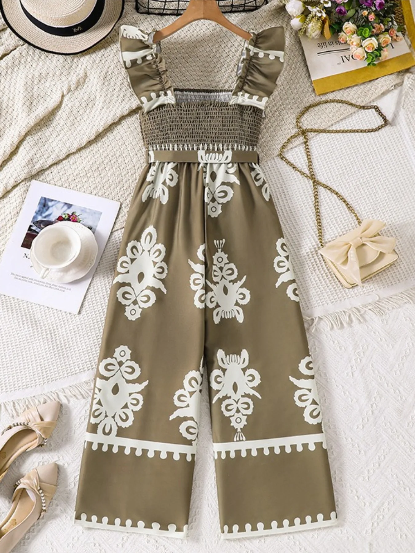 Girl's Clothing Summer New Fashionable Suspender Strapless Printed Slim Fit Jumpsuit