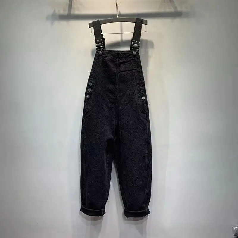 S-3XL Women Denim Overalls Women Spring Autumn Black Loose Casual Jumpsuits Streetwear Vintage Baggy Pants Female