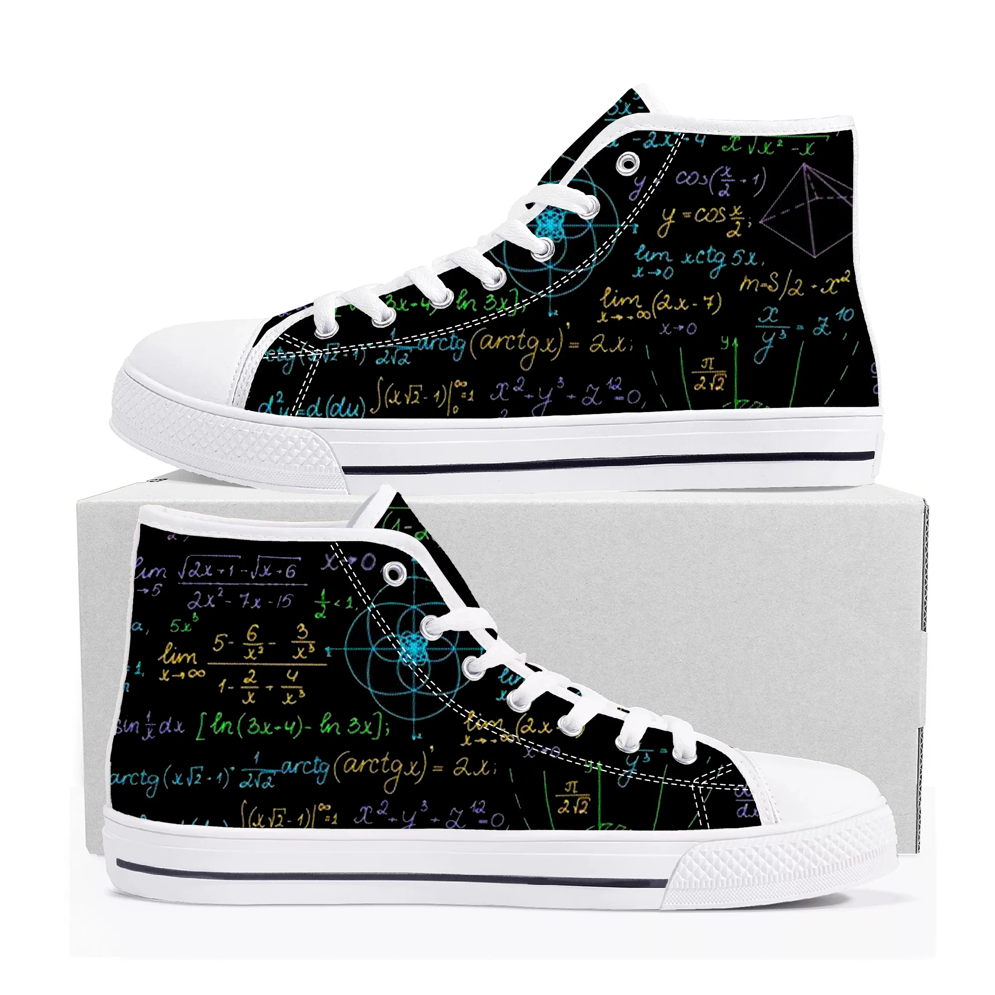 Mathematical Equation Formula Math High Top High Quality Sneakers Mens Womens Teenager Canvas Sneaker Shoes Custom Made Shoe