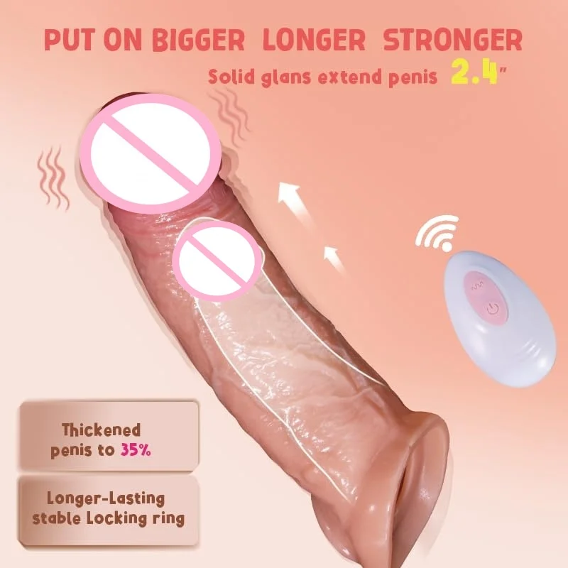 Penis Sleeve Cock Vibrator Realistic Penis Extender Vibrating Cock Ring 10Mode Remote Control Soft Silicone Penis for Men Couple - Image 2