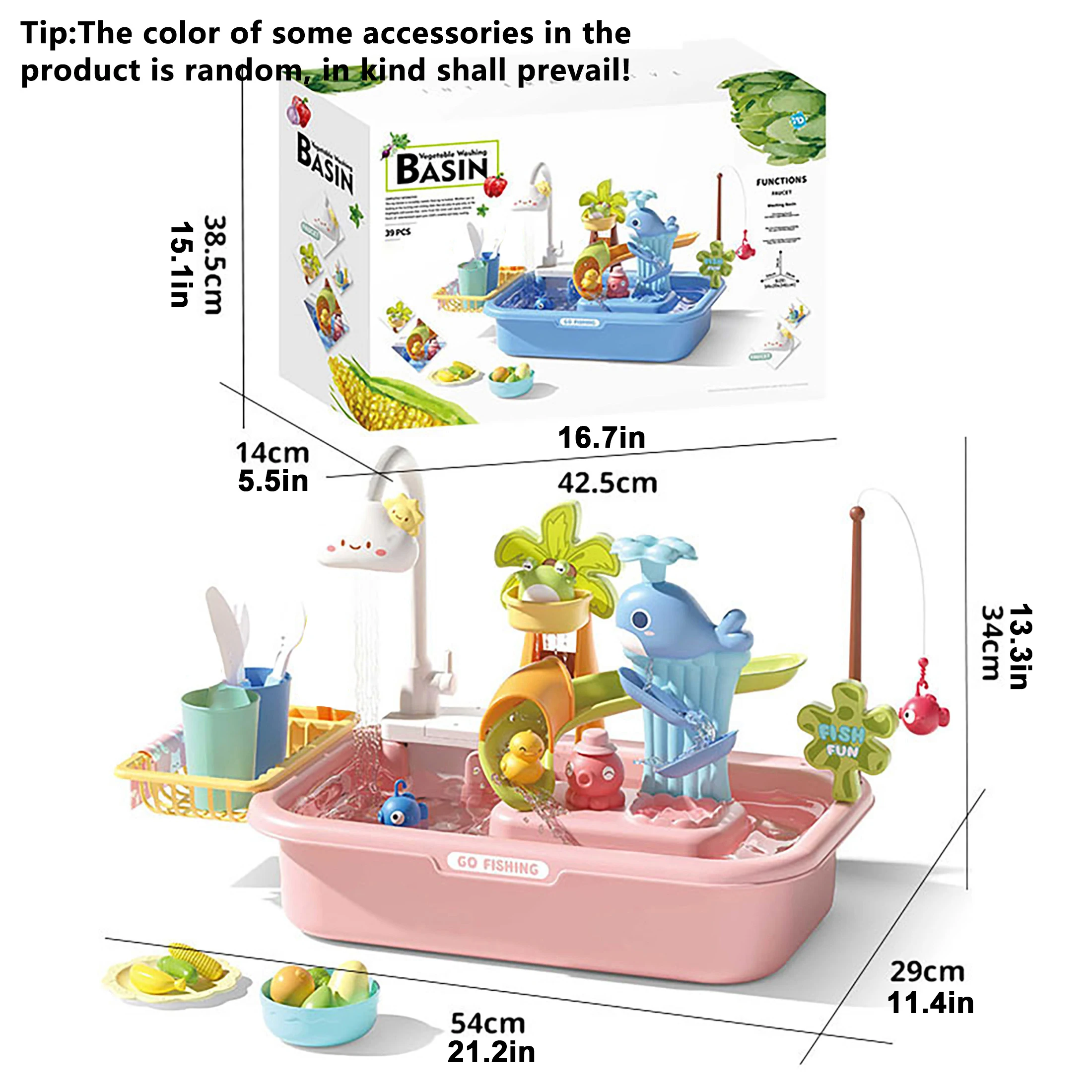 Multifunctional Outdoor Kids Kitchen Sink Toys Electric Dishwasher Playing Toy With Running Water Pretend Play Food Fishing Toy