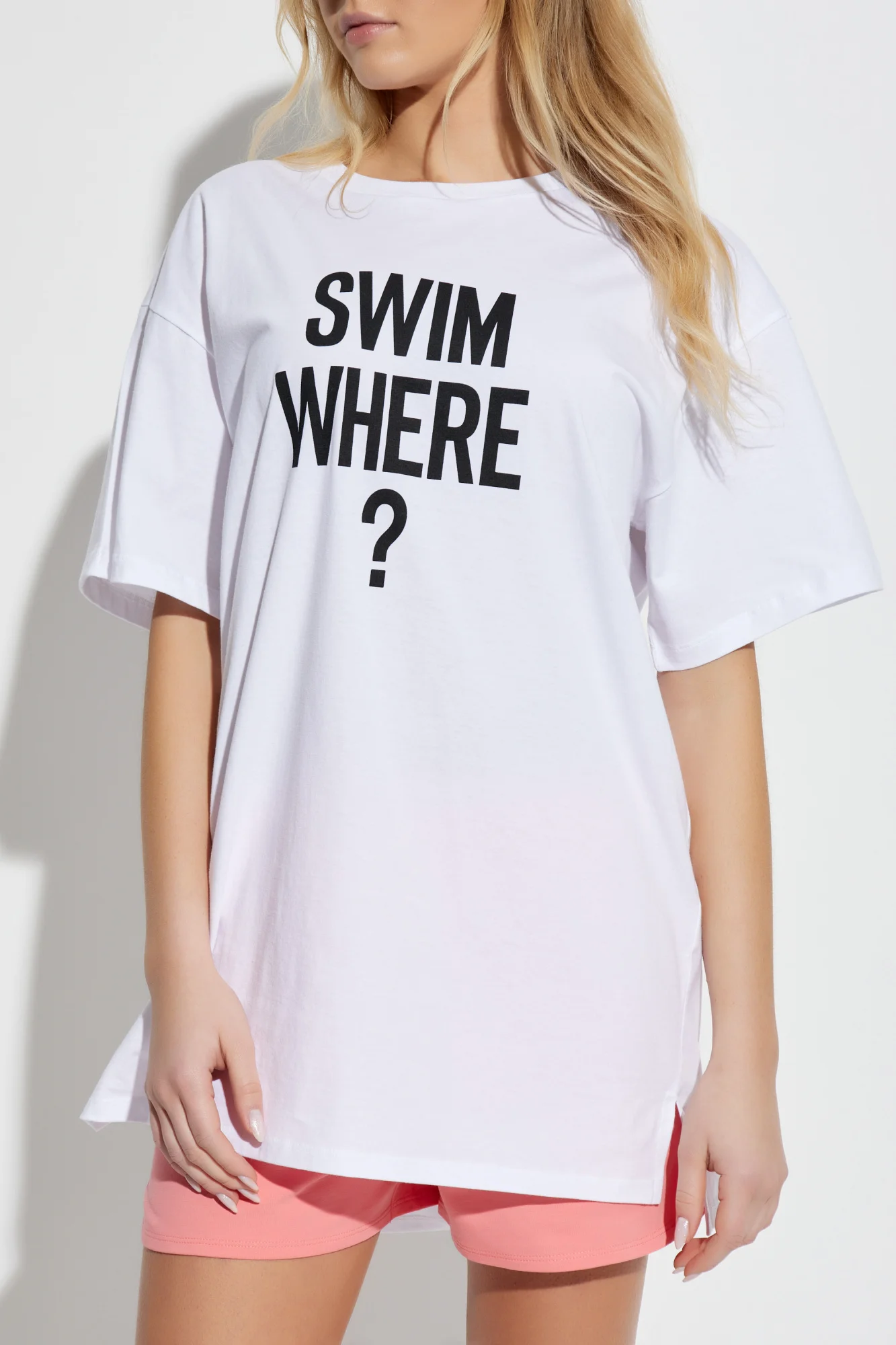 

White T-shirt From The Swimming Collection Moschin Pattern Print Summer Luxury Brand Pure Cotton T-shirt for Men and Women