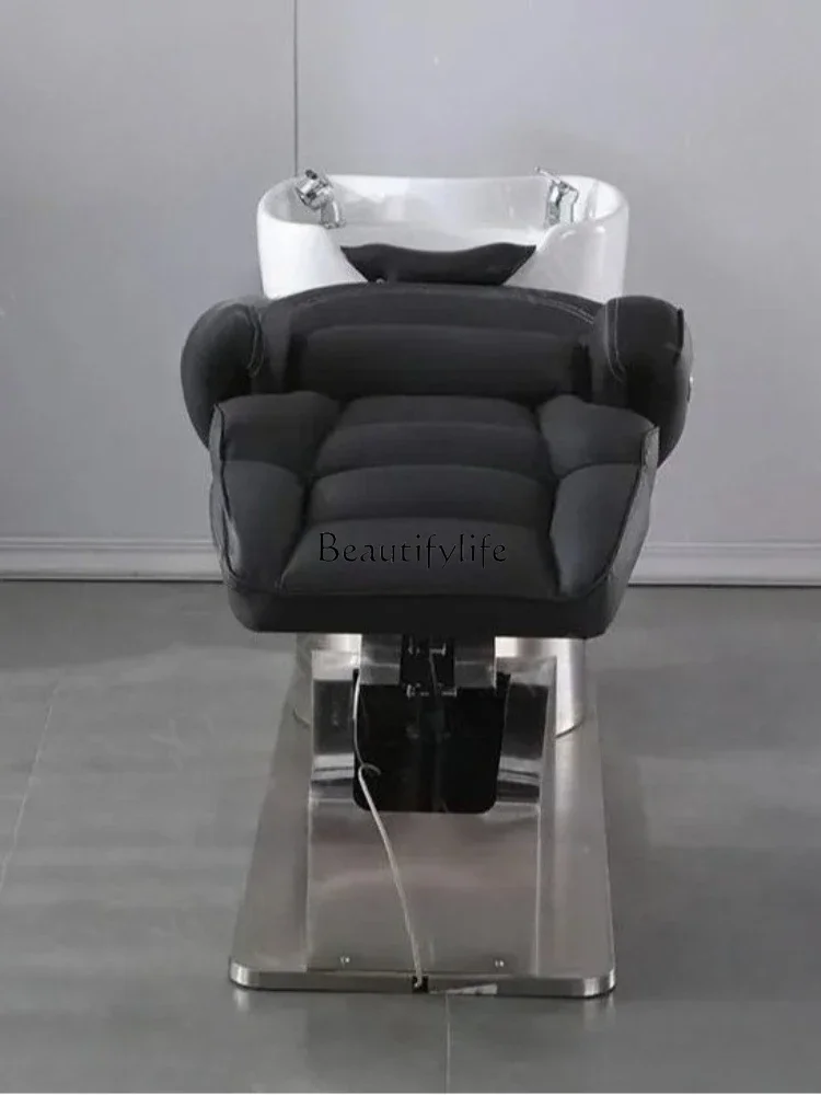 03.-Hot Sale Electric Shampoo Chair Lifting Rotary Massage Shampoo Bed Integrated Stainless Steel