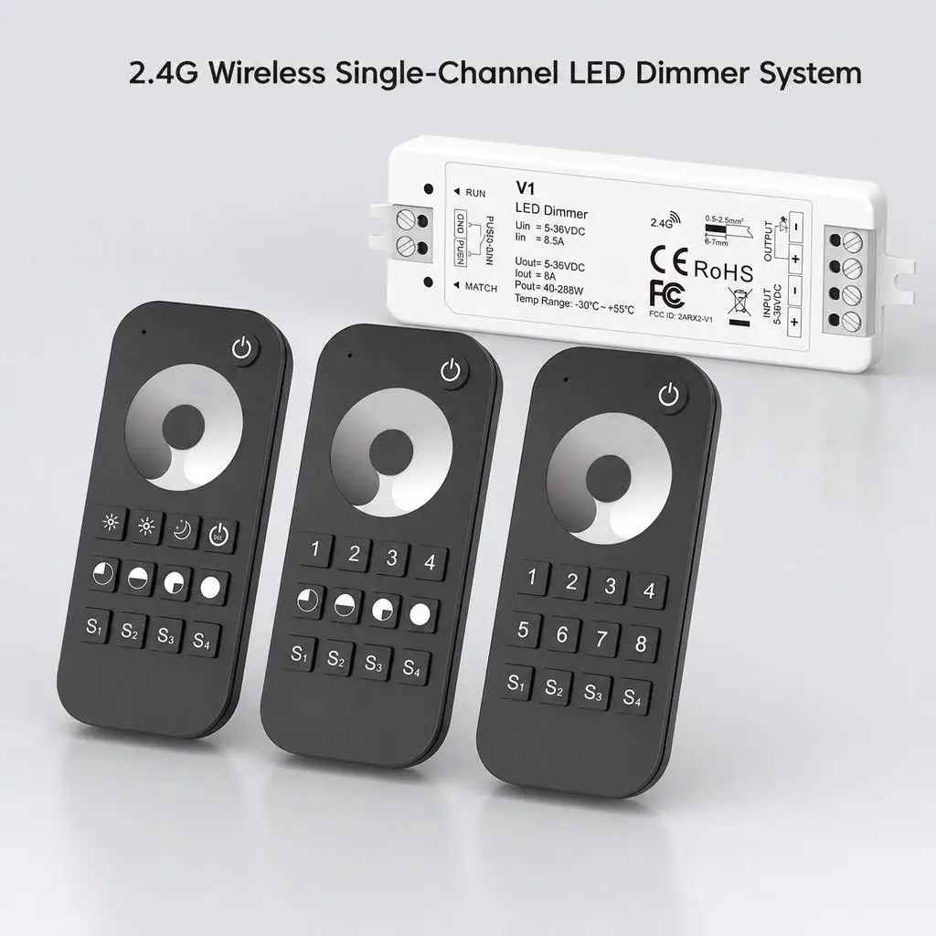skydance-dc5v-36v-v1-rt1-rt6-rt8-1ch-1-8-zonas-kit-de-dimmer-para-fita-led-de-cor-Unica-24ghzrf-controle-remoto-push-dim-controlador-led