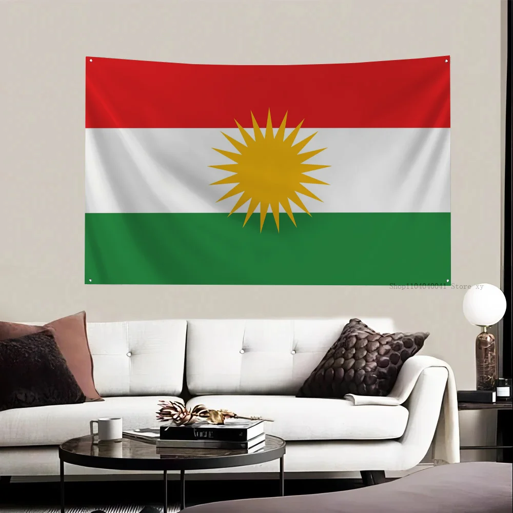 1pc ZXZ Kurdish Flag Banners Four Hole Flag Polyester Outdoor Decor Room Aesthetic