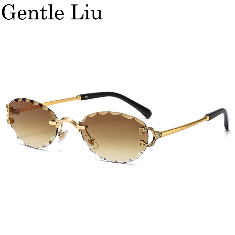 

Oval Punk Rimless Change Color Sunglasses Men 2025 Luxury Brand Photochromic Sunglass Metal Frame Cutting Lens Eyewear For Male