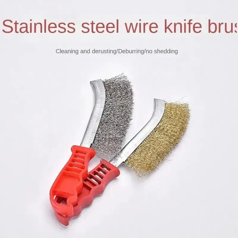 Multi-function Tool Wire Brush Copper Plated (Stainless Steel Brush, 1PCS) Long Handle Kitchen Grill Special Plate Rust Removal