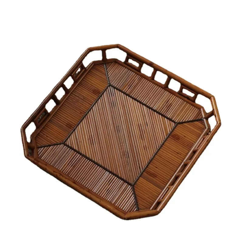 for Xiangfei Bamboo Tea Tray Chinese Style Utensil Storage Plate for Tea Cup Set Desk Study Room