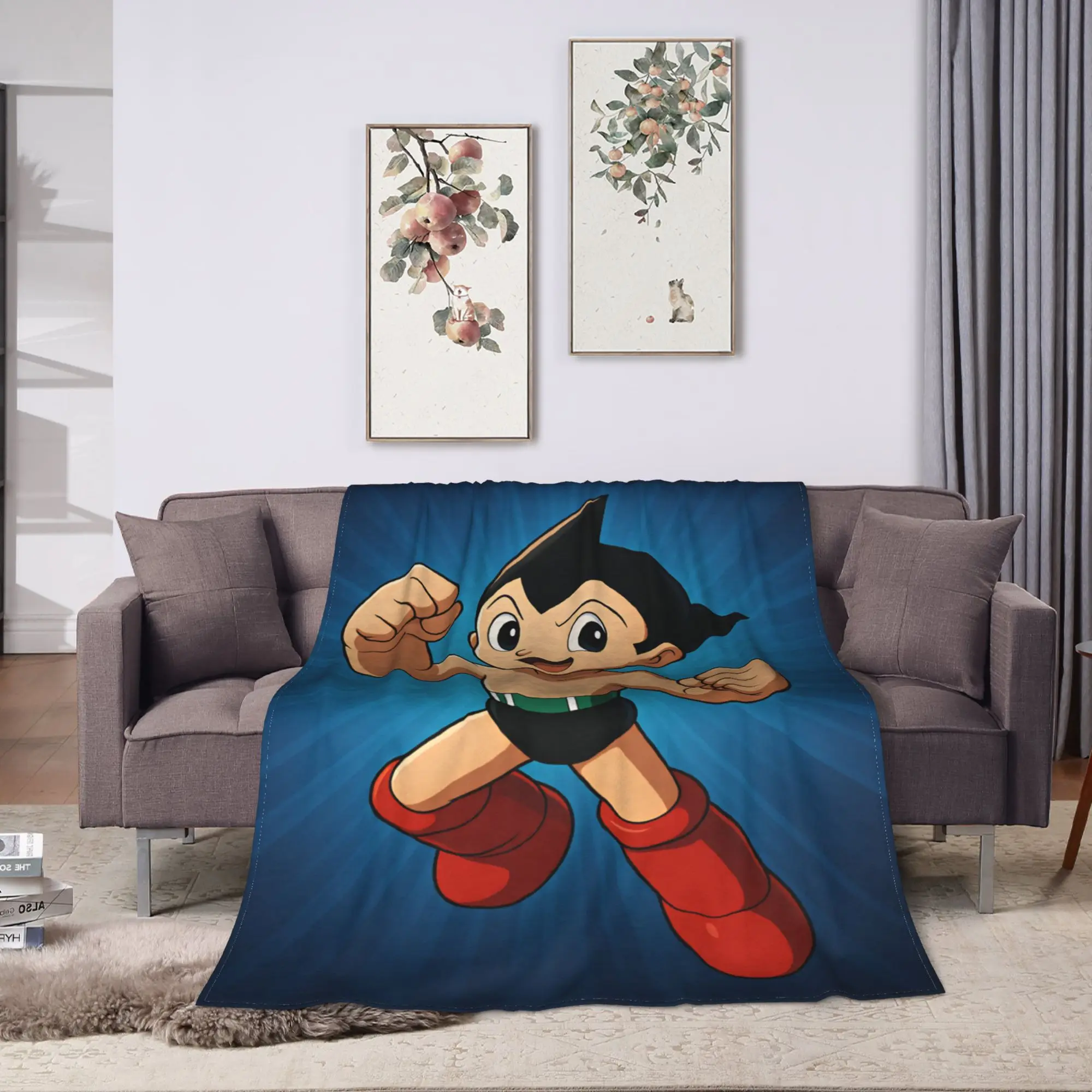 Astro Cartoon Boy Blankets  Airplane Travel Flannel Throw Blanket For Couch Chair Sofa Bed Warm Soft Design Quality Bedspread