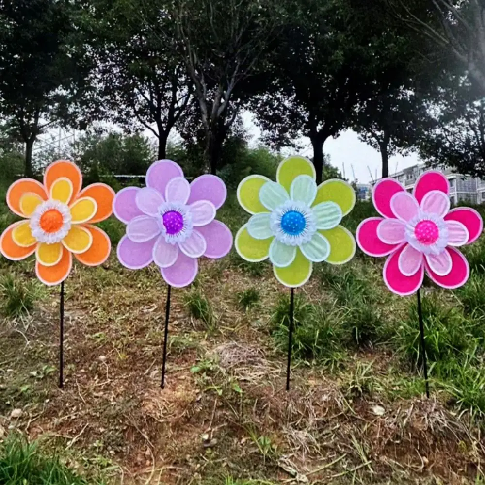 Nouveau Moulin à vent tournesol multi-styles PVC diamètre 41cm rotatif tournesol jardin cour vent Spinner fête en plein air pique-nique décor