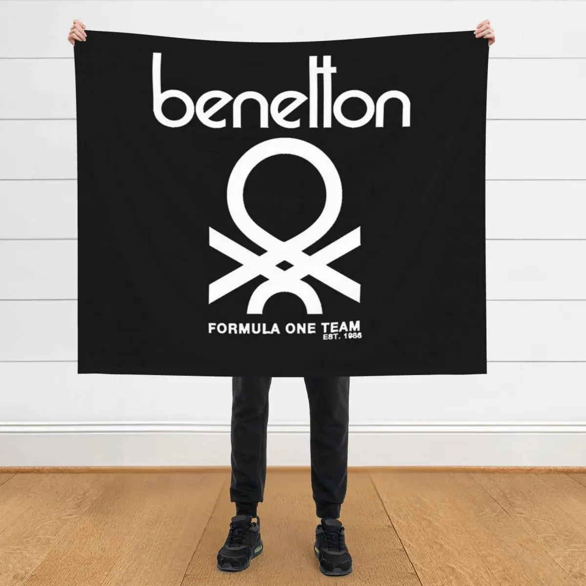 

Benetton Formula Team 80s Throw Blanket bed plaid Hair Vintage Blankets